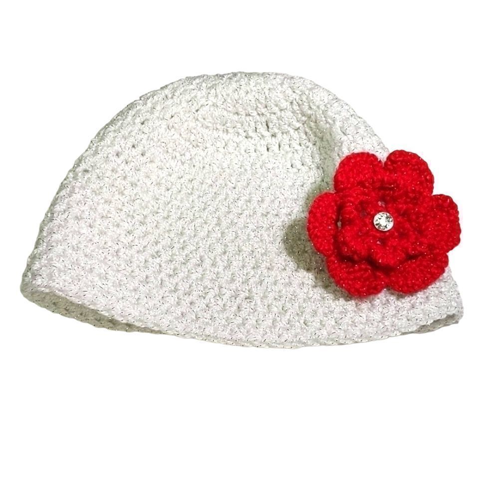 GIRLS' HANDMADE KNIT HAT WITH FLOWER - Picture 2 of 10
